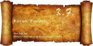 Kerek Ferenc névjegykártya